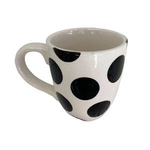Flair Coffee Mug Cup Tea Polka Dot Deco Large White Black Spotted 14oz Size 4.5"